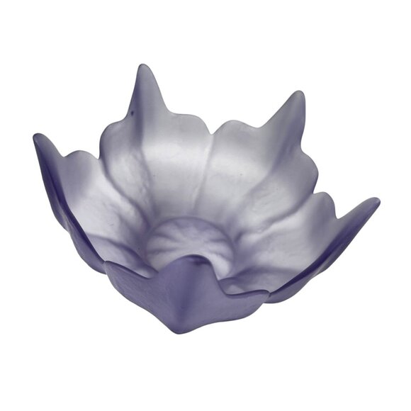 Vintage Viking Frosted Satin Purple Glass Bowl Violet Lotus Flower Petal Dish - Picture 2 of 8